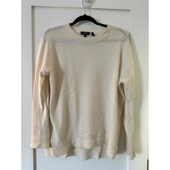 Theory Women Soft Cashmere Sweater Size Small Ivory Crew Neck - Picture 1 of 9
